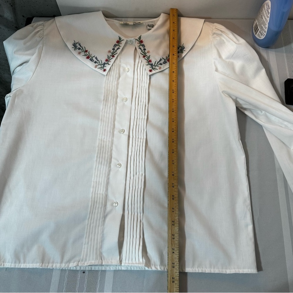 Allison Smith vintage embroider collar white button down blouse size 12 - Picture 12 of 12